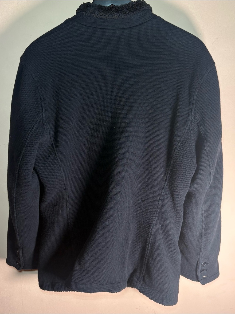 John Varvatos USA Black Sherpa Lined Waffle Knit Sweater Jacket Large - Picture 2 of 9